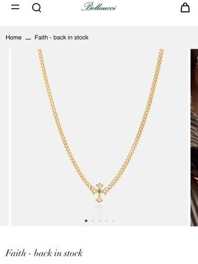 New Bellaucci Faith Cross Pendant Gold Necklace